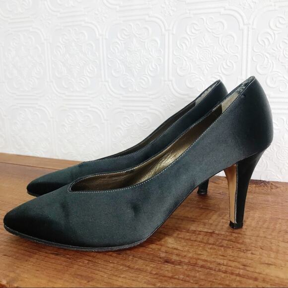YVES SAINT LAURENT Vintage 90s Satin Stiletto Pumps - Picture 8 of 12